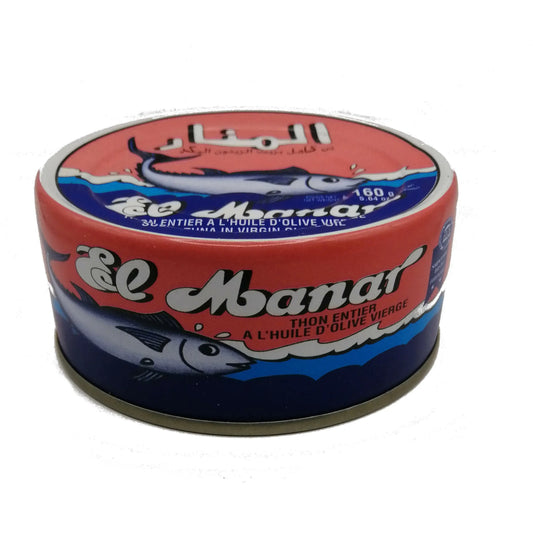 Al-Manar - Solid Tuna in virgin Olive oil /  Ganzer Thunfisch in nativem Olivenöl extra 160g